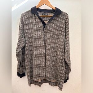 90’s Men’s Guess Vintage Polo Long-sleeve Size Large Geometric Shapes